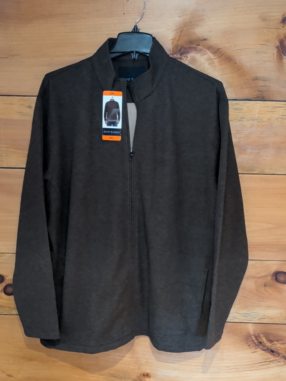 NWT Men's Size XXL Scott Barber Full-Zip Brown Sweater Jacket